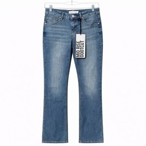 Almost Famous Womens Mid Rise Bootcut Jeans Medium Wash Blue Size 3 NWT